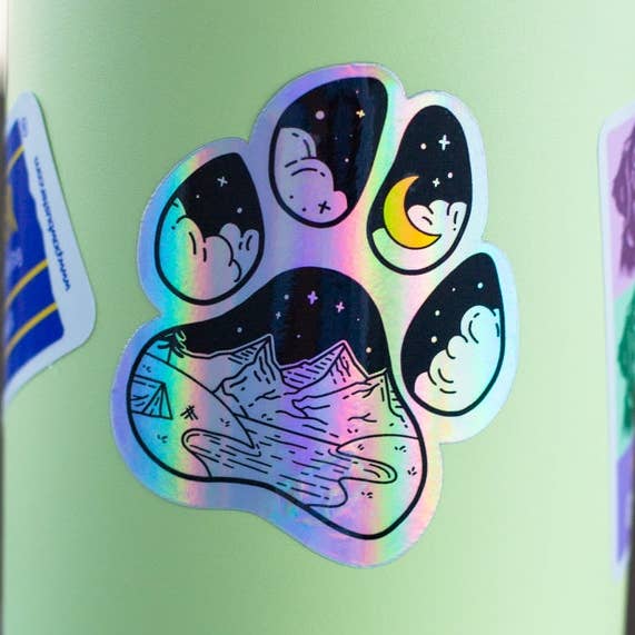 Camping Månsken Tass Holografiskt Klistermärke för wholesale av Wildside Dog Gear