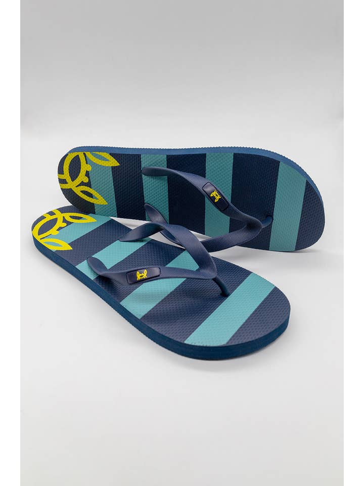 Custi Mikelo - Wholesale Flip Flops - Unisex - Turquoise Striped Flip-Flops