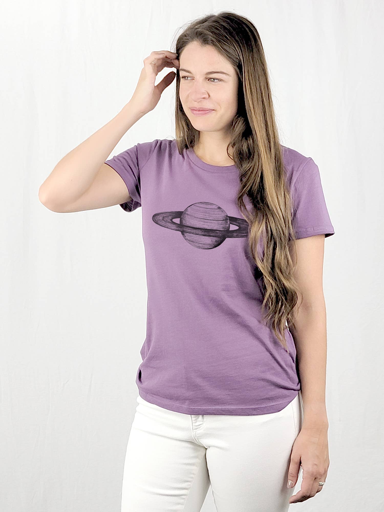 Supermaggie @ Faire - Wholesale Screen Printed T-Shirt - Women's - Saturn Ulla Organic Cotton Tee0