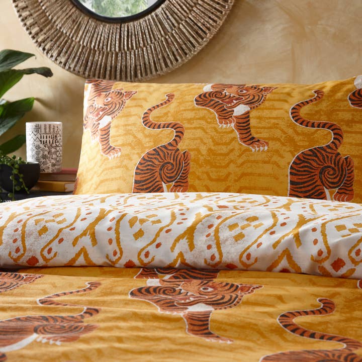Tibetan Tiger Tribal Duvet Cover Set Mustard for wholesale on Faire3