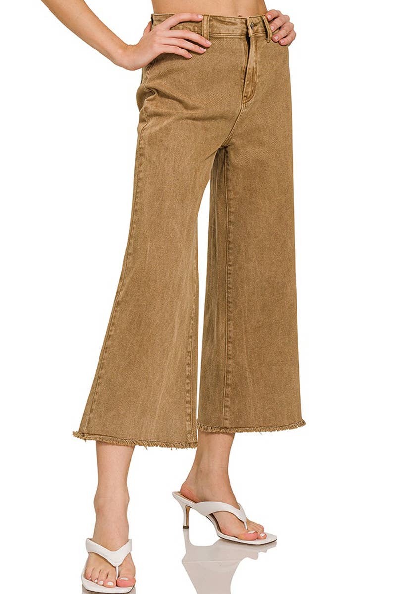 42POPS – wholesale Jeans - Dam – .Syra-tvättade fransiga avklippta raka vida byxor13