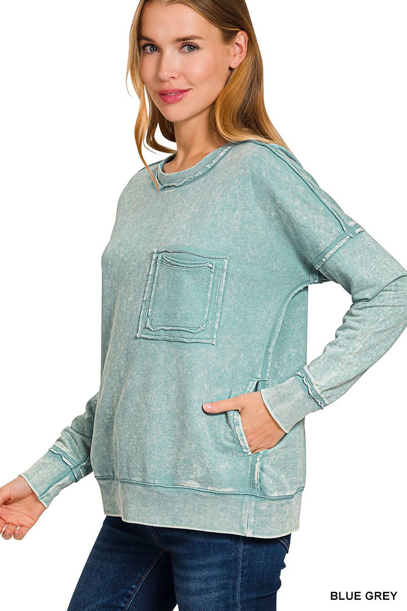 42POPS - Vendita all'ingrosso Felpa - Donna - Pullover in French Terry lavaggio acido.47