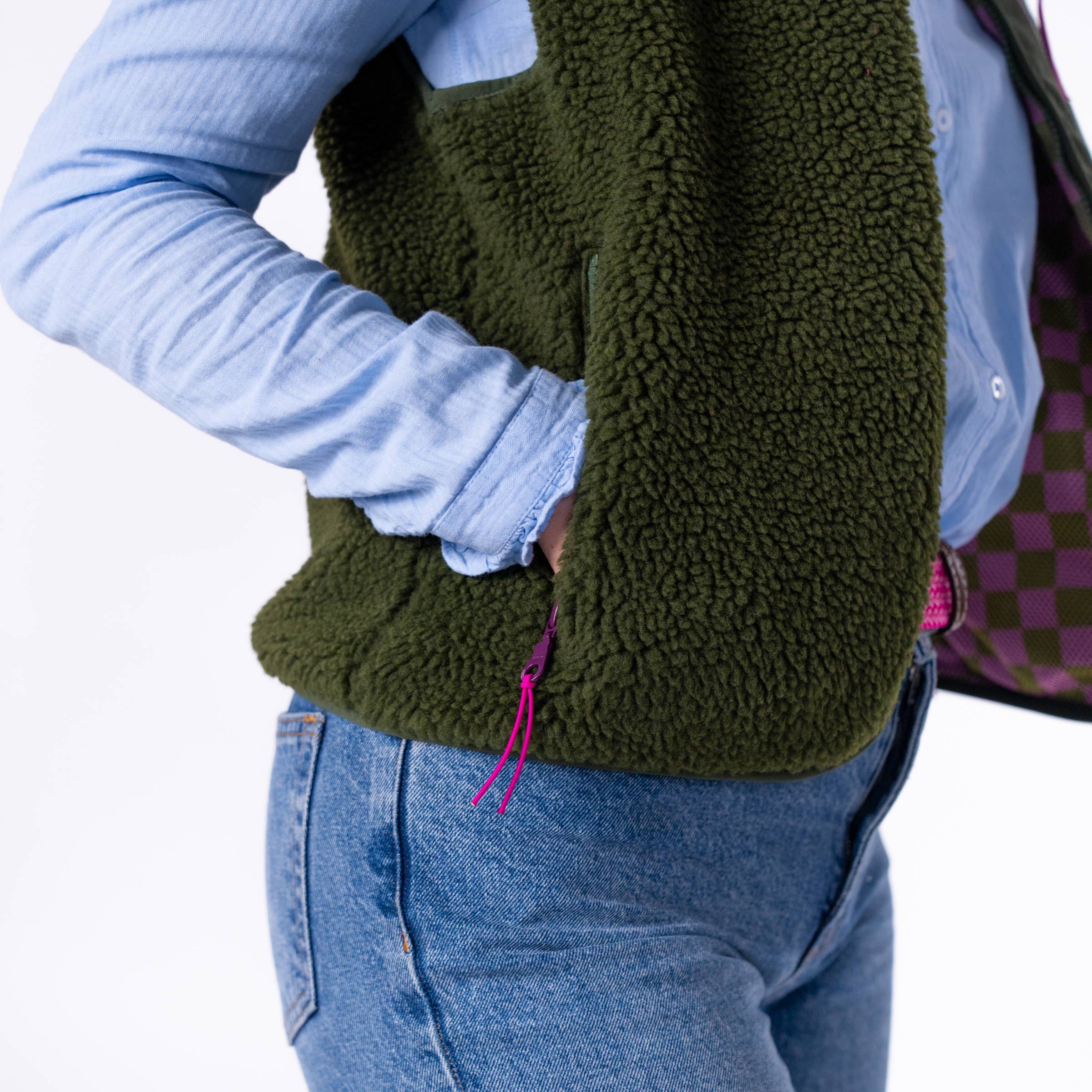 BILLYBELT - Venta al por mayor Chaleco de abrigo - Mujer - Chaleco sherpa sin mangas con cremallera para mujer en color caqui6