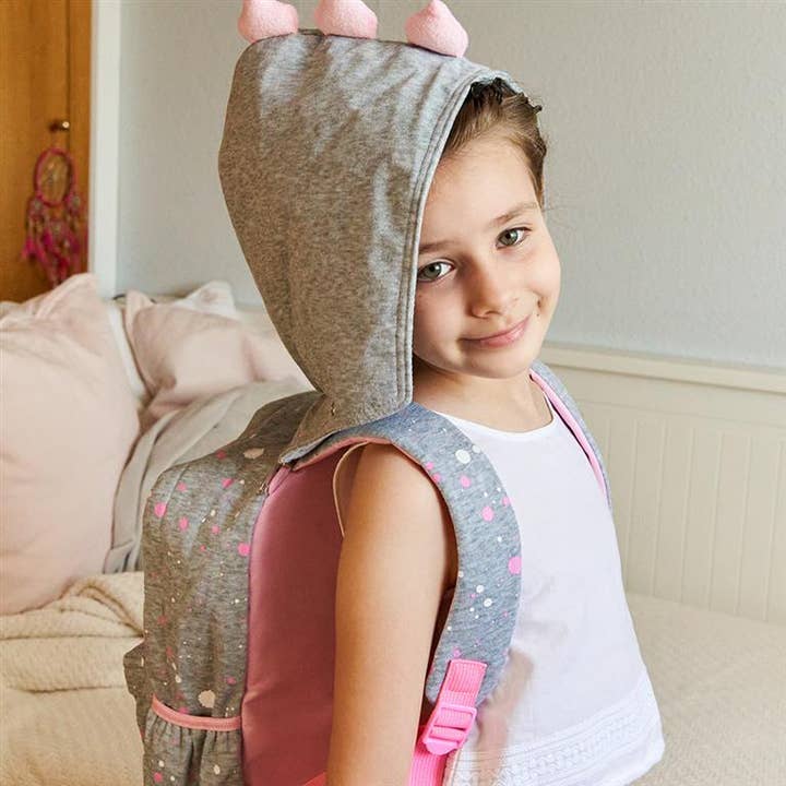 IKILIFE S.L - Wholesale Backpack - Kids - Children's Backpack with Dinosaur Hat – Gray, Pink1