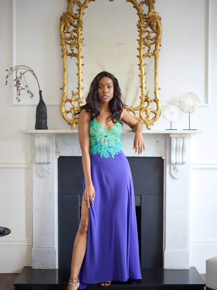 Lucy Nightgown Long | Purple for wholesale by La Nuit Edun