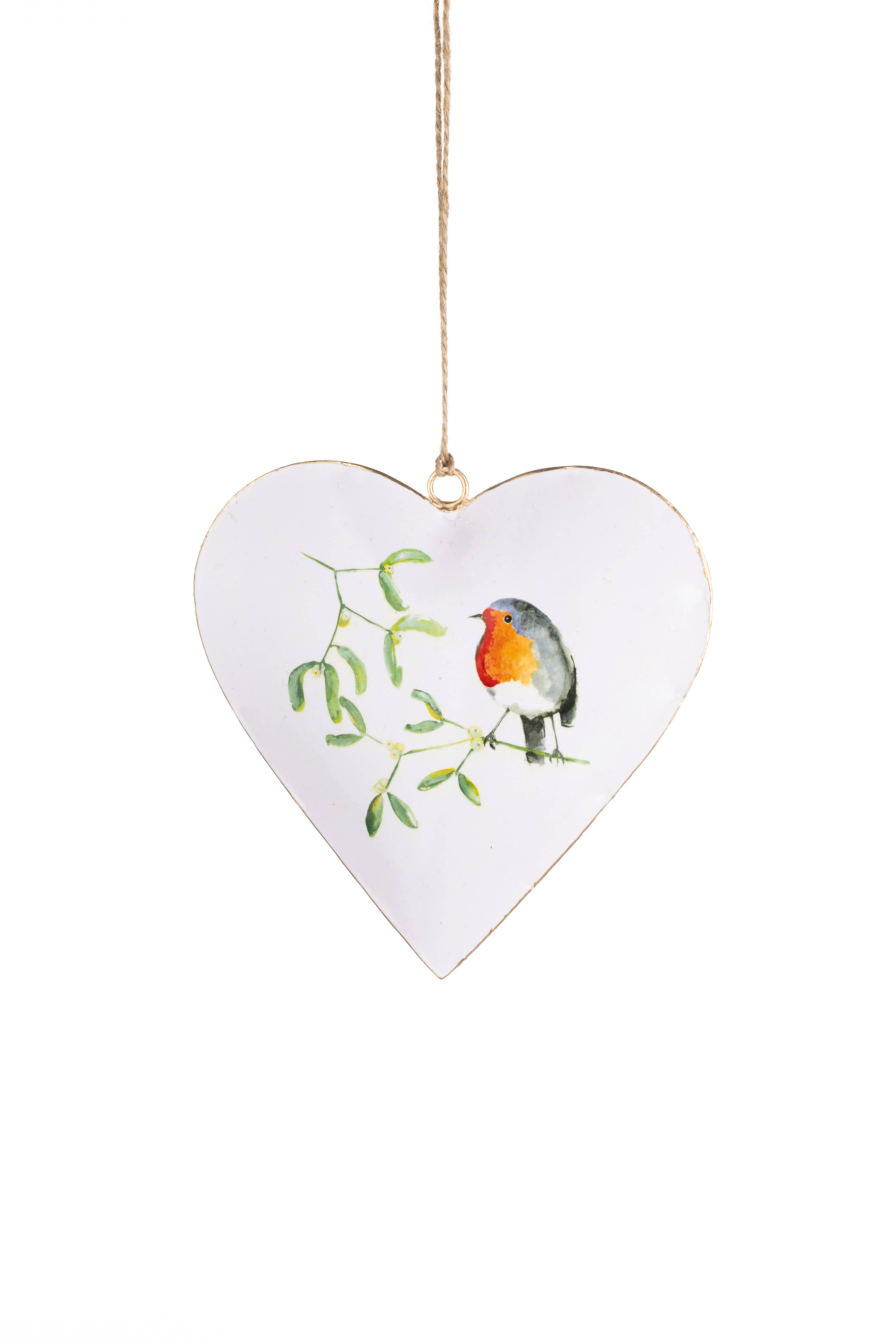 Shoeless Joe Ltd – Großhandel Verzierung – Herz mit Robin & hängendem Mistelzweig0