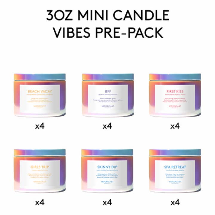 Vibes Collection - 3 oz Mini Tin Candles - Starter Pack for wholesale by Moodcast Fragrance Co.