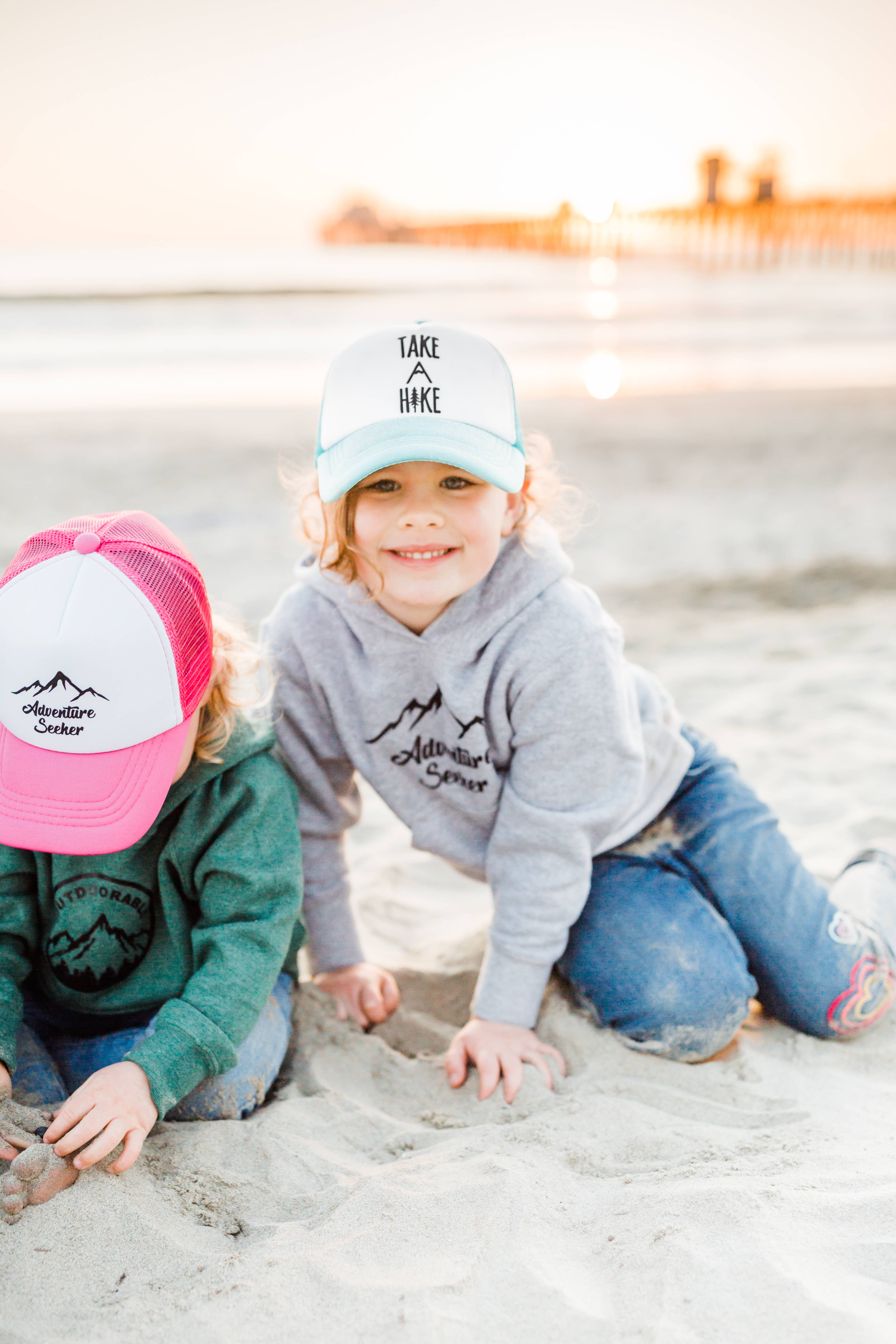 Outdoorable Apparel - Vente Chapeau – enfant - Chapeau de recherche d'aventure rose4