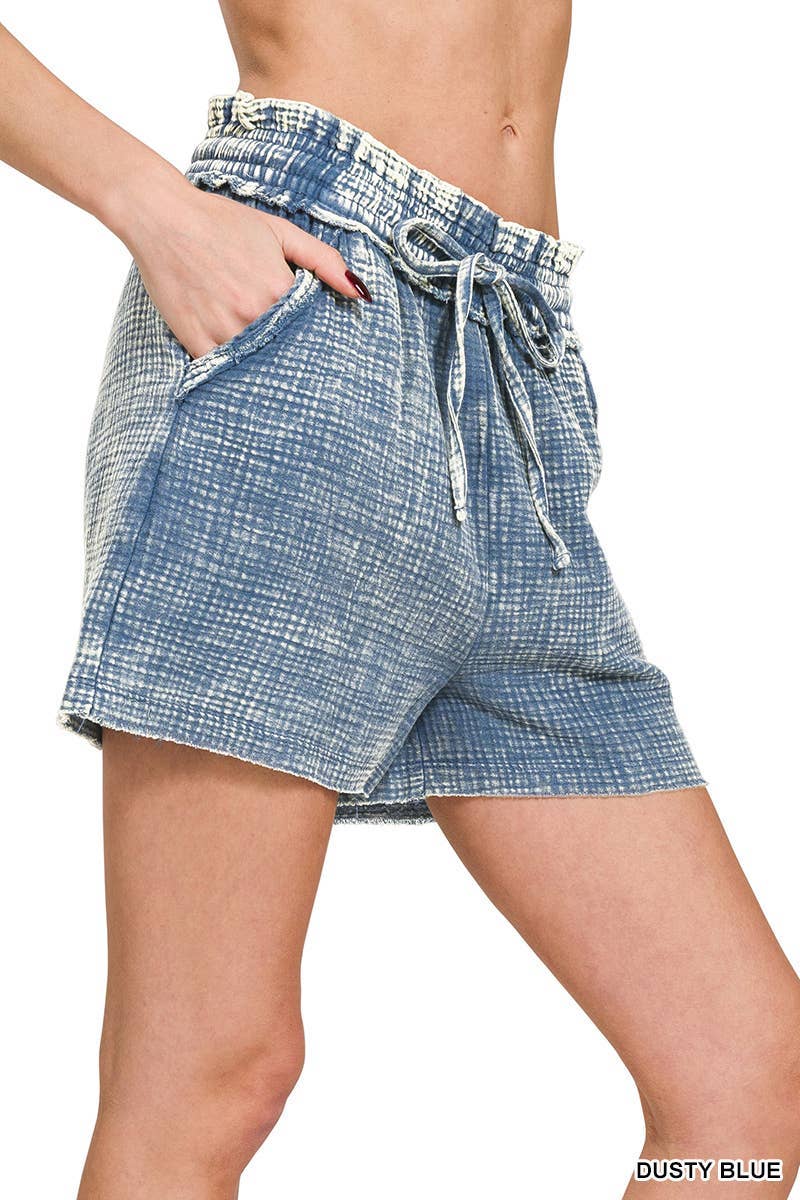 Vanilla Monkey – Calções – Mulher por atacado – Calções Lavadas com Gaze Dupla com Bainha Desfiada5