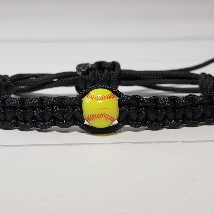 Adjustable Braided Friendship Bracelet W/ Softball Bead for wholesale by Jack Of All Braids