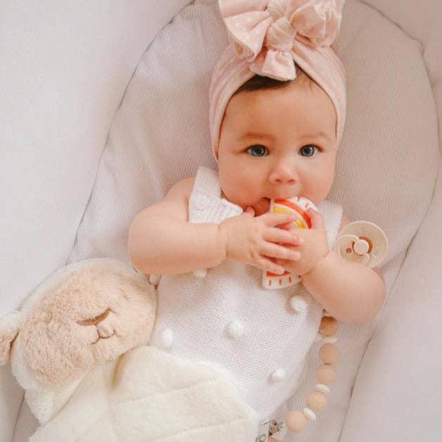 OB Designs Australia - Wholesale Pacifier clip – Baby - Peach Pink Eco-Friendly Dummy Chain2