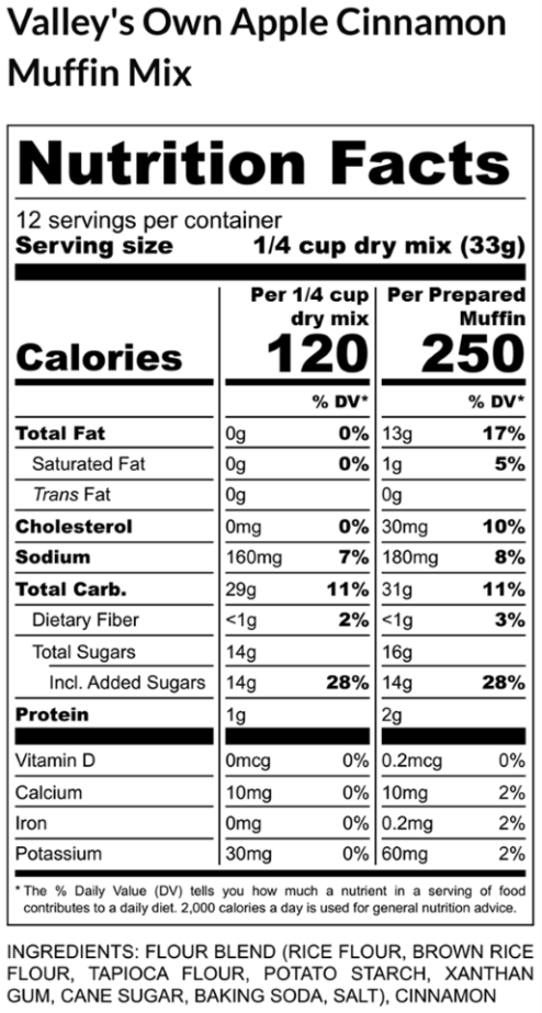 KAKOOKIES - Wholesale Muffin Mix - Gluten Free Apple Cinnamon Muffin Mix2