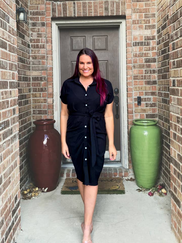 Misty BD - Wholesale Jurk - Dames - Jurk met knoopsluiting aan de voorkant in zwart - S-XL Pack1