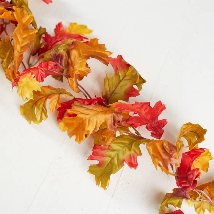 Factory Direct Craft – wholesale Bunting/garland – 65" Artificial Flame Orange Oak Garland