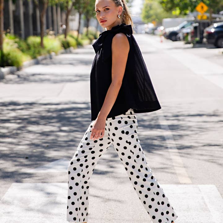 Glam - Wholesale Pants - Women's - Flare Crop Dot Pants