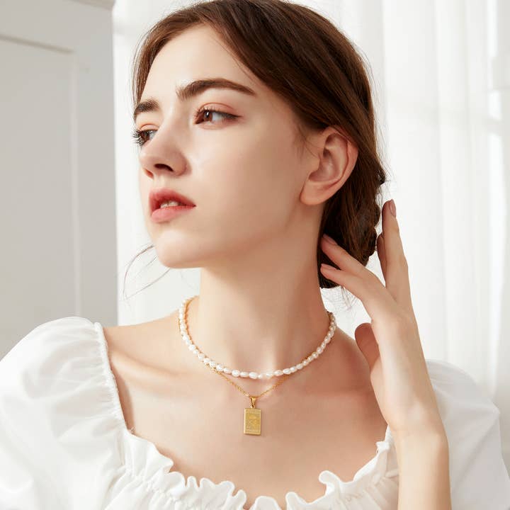 Glacier Mist - Venta al por mayor Collares con colgantes/abalorios - Collar de cartas del tarot de la emperatriz - oro amarillo