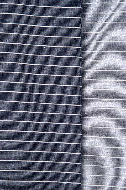 Atelier Brunette - Fabrics & Sewing Patterns Shop - Wholesale Fabric - Fabric "Denim Wide Stripes Mid Blue"2