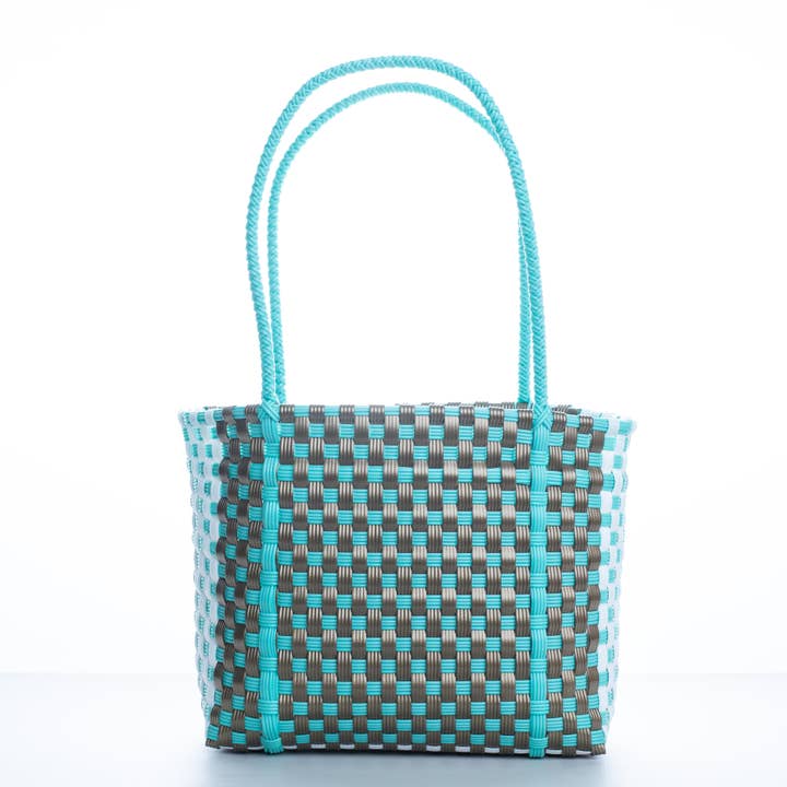 Gold, Aqua, & White Checkered Bag for wholesale by Mision De Caridad