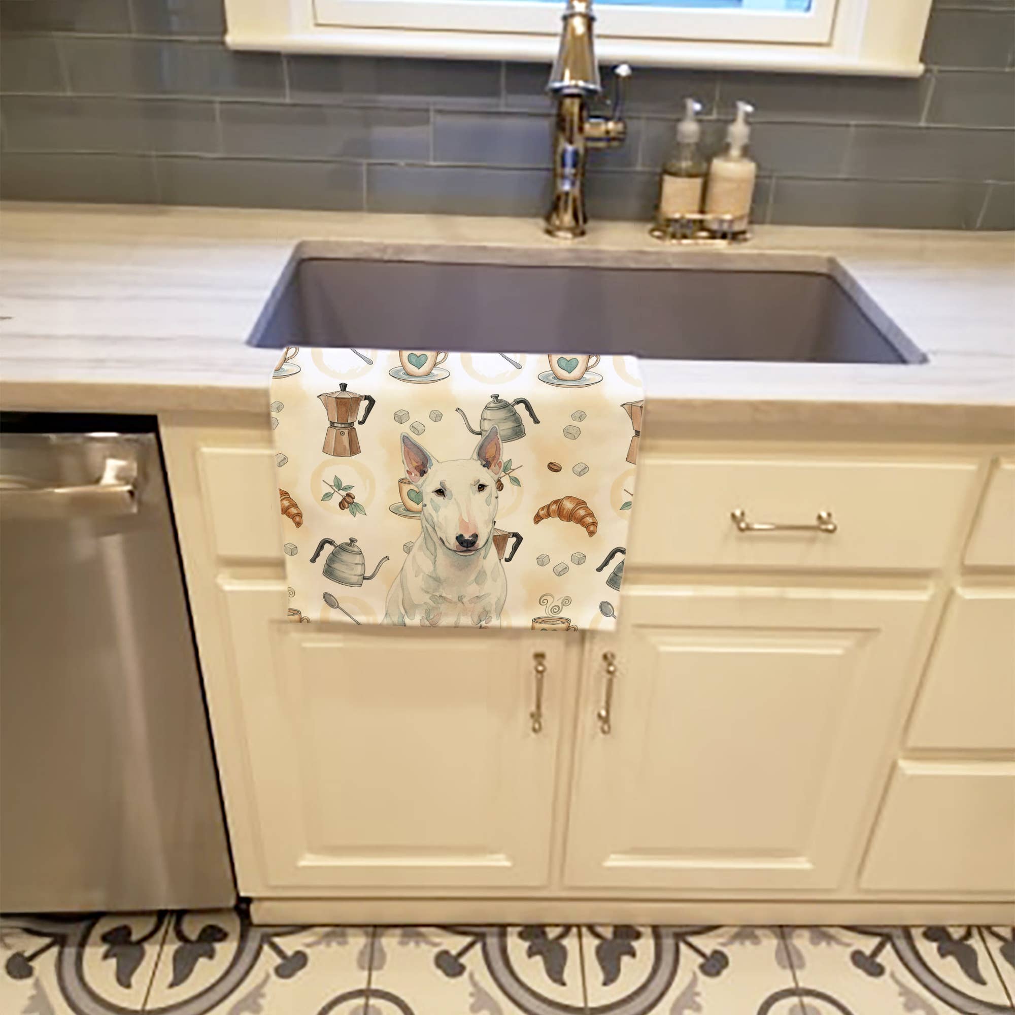 Caroline's Treasures - Wholesale Hand Towel - Tricolor Miniature Bull Terrier Coffee Bar Towel WDK7513