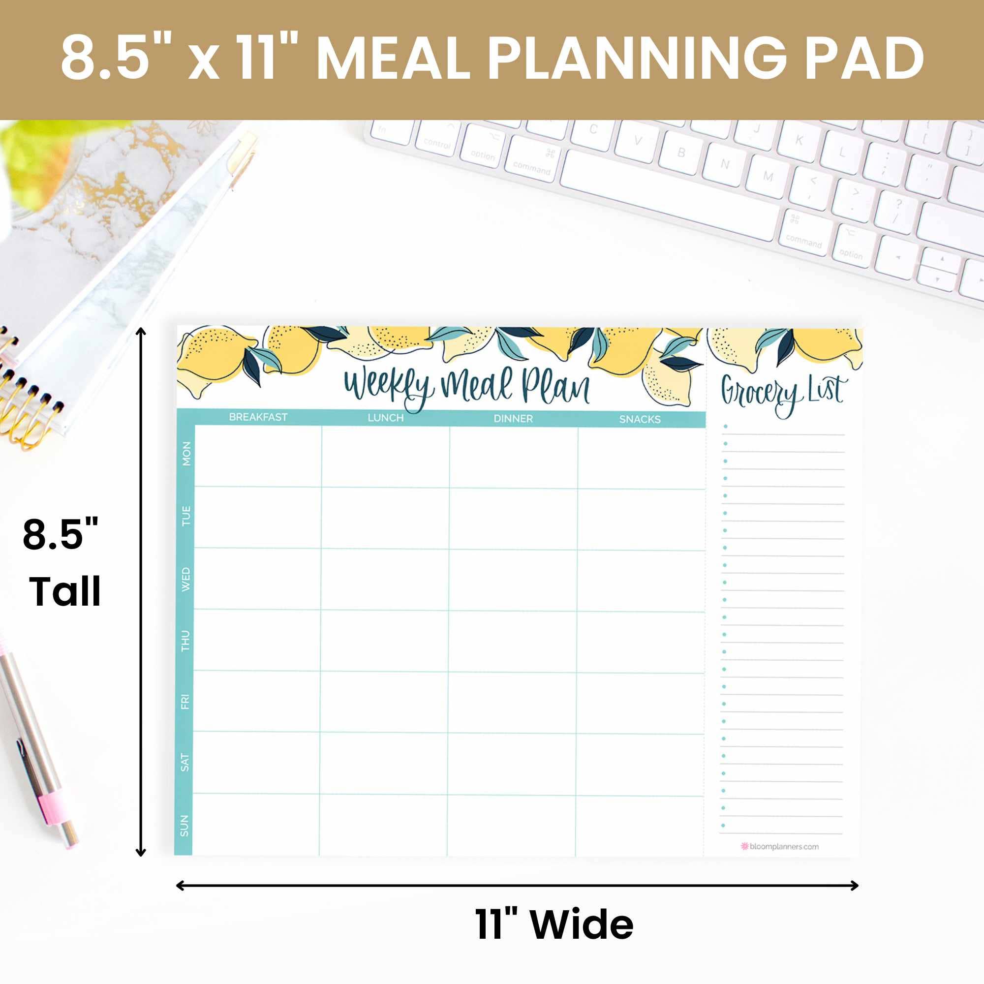 bloom daily planners - Wholesale Notepad - Horizontal Meal Planning Pad, 8.5x11 in1