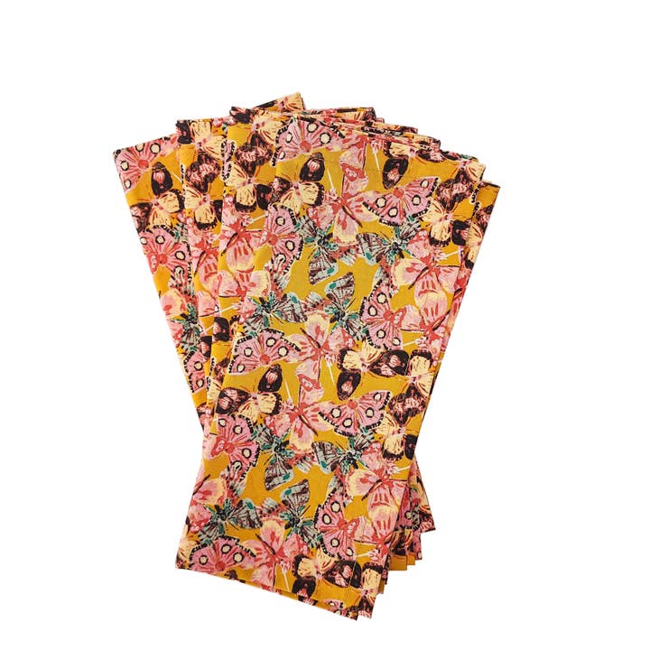 90 West Linen Co. - Wholesale Dinner & Cloth Napkin - Golden Butterfly Cloth Napkins, Set of 413