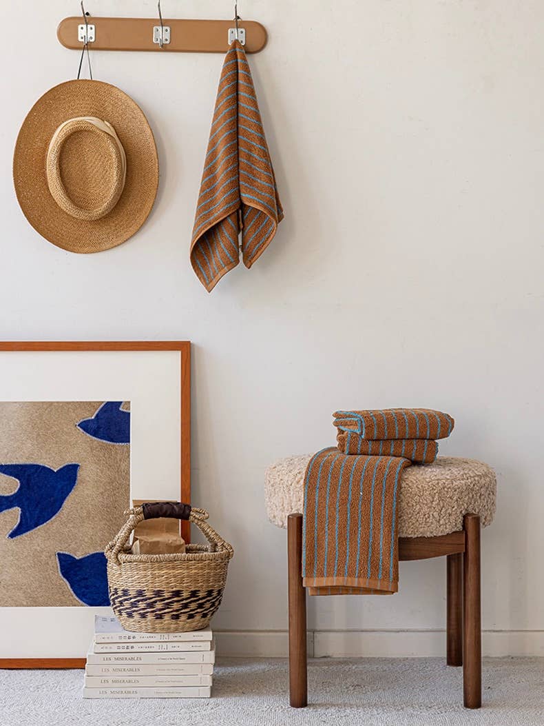 INSPECIAL HOME - Wholesale Bath Towel - Ultra Soft Absorbent Retro Stripe Bath Towel - 100% Organic 10