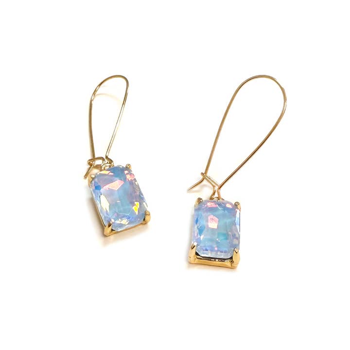 StarryNYC - Wholesale Dangle Earrings - Midi Rectangle Glass Bead with Kidney Wire Dangle Earrings20