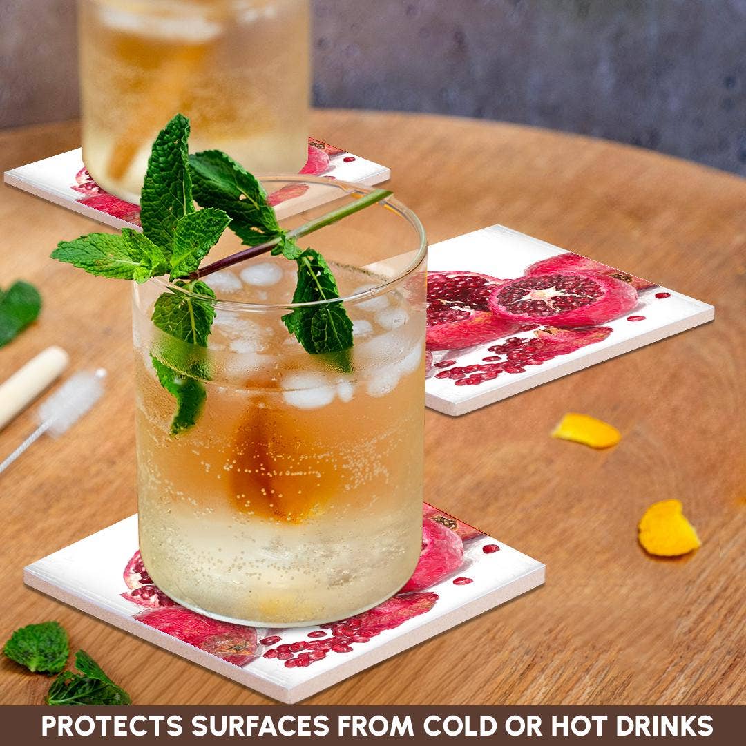 3dRose – Großhandel Untersetzer – 3dRose, Gruppe von Granatäpfeln. Rote Samen. Dekorative digitale Malerei, Untersetzer2