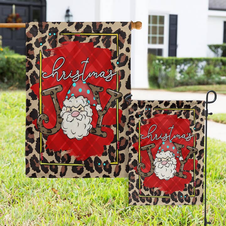 Flags - Holiday Leopard Joy for wholesale by Boutique Monogram
