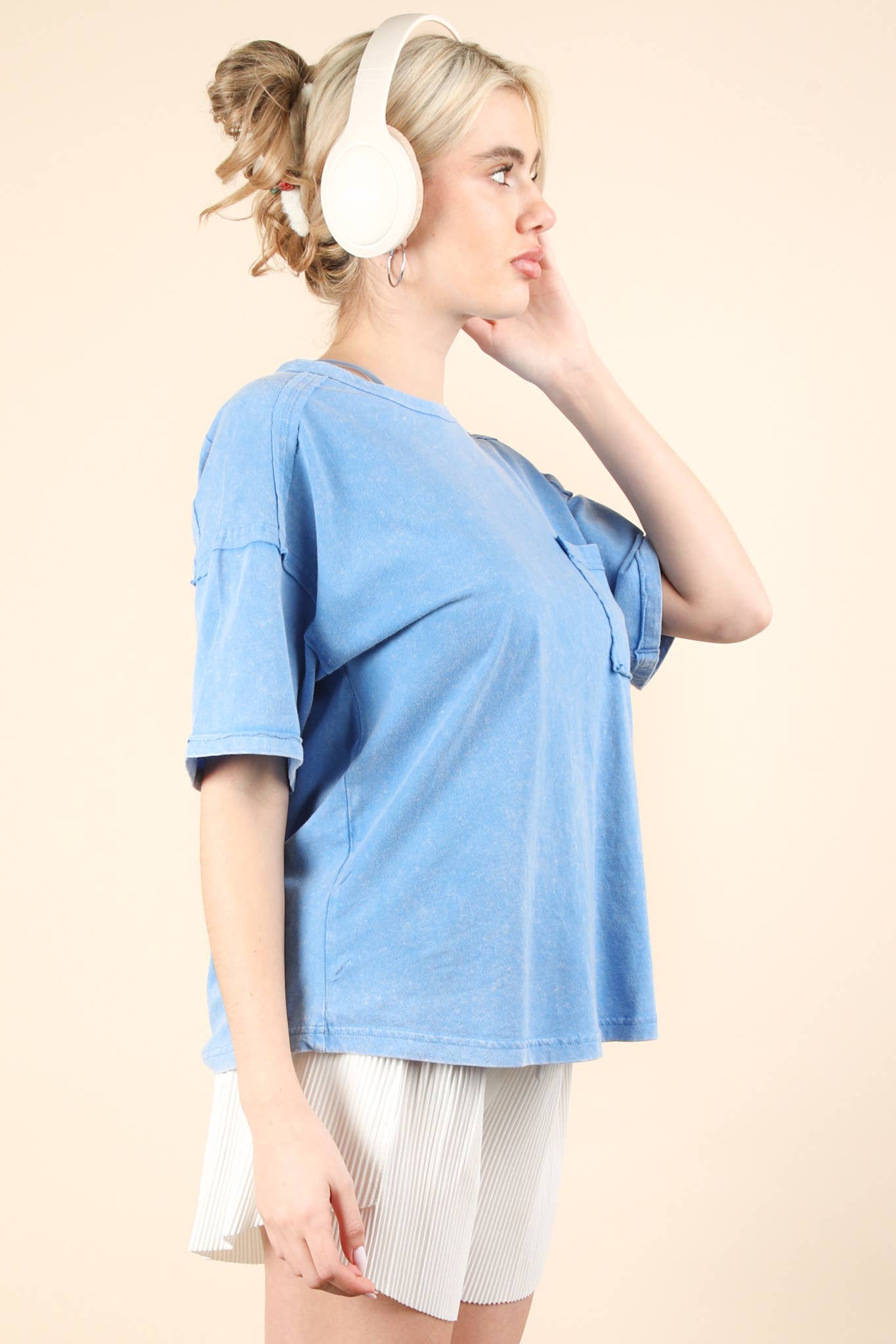 VERY J - Wholesale Knit Top - Women's - NT11108-Mineral Washed Knit Top with Pocket17