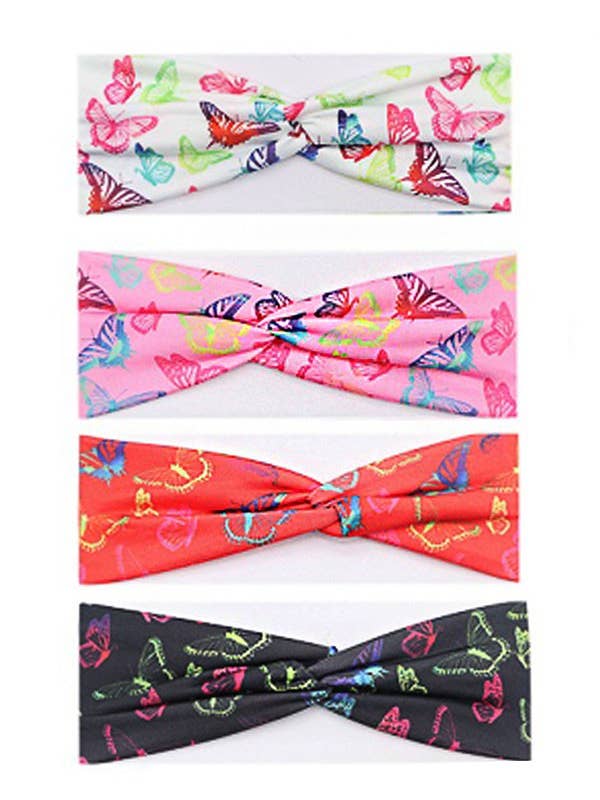 90's Retro Butterfly Front Twist Cotton Headband for wholesale by Cap Zone