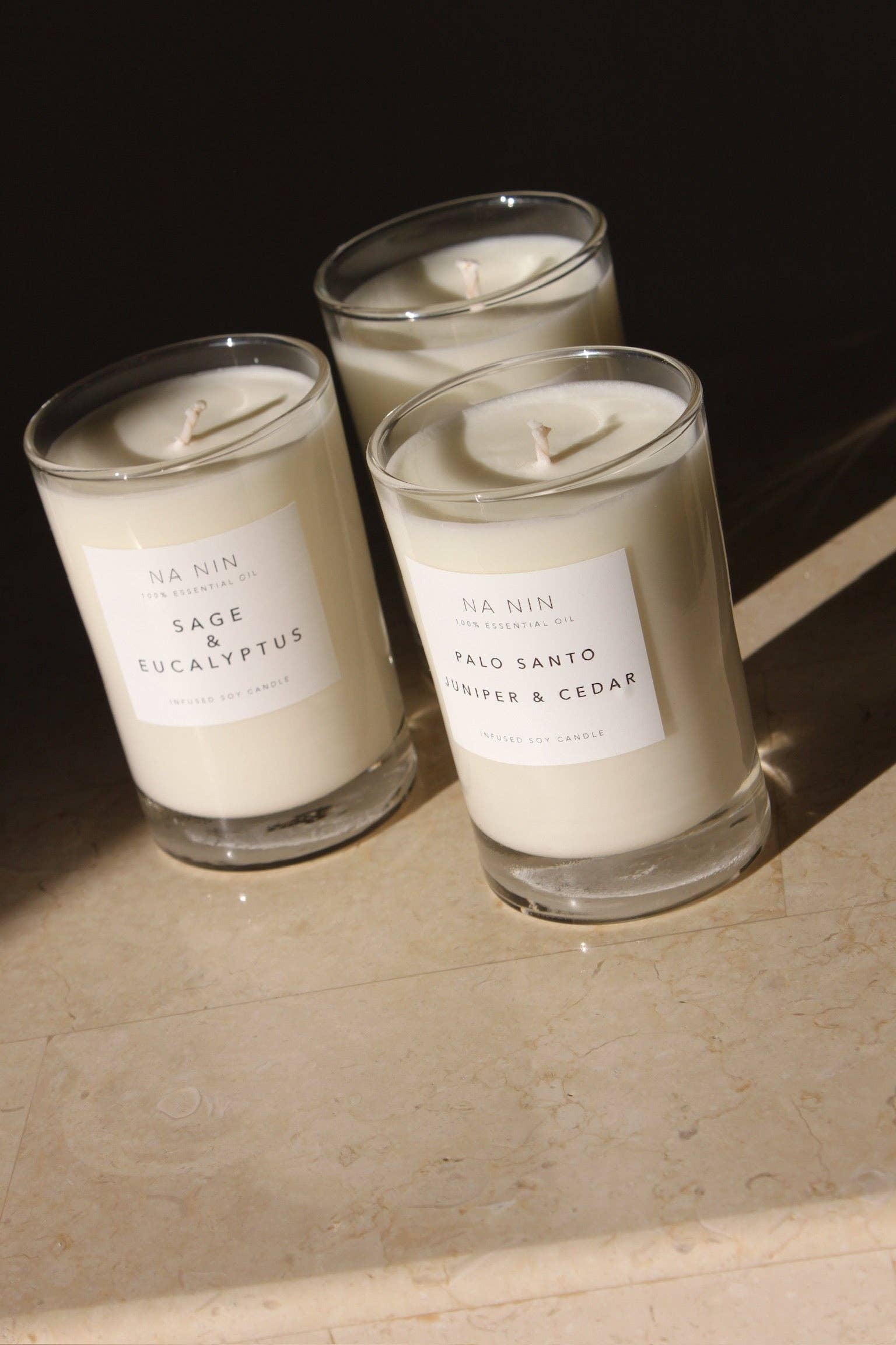 Na Nin - Wholesale Jar/Filled Candle - Palo Santo, Juniper, & Cedarwood Soy Candle / Available in 5oz & 8oz8