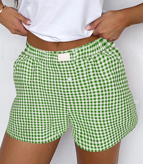 Lovesoft - Wholesale Shorts - Women's - Red Plaid Gingham Printed High Waist Shorts6