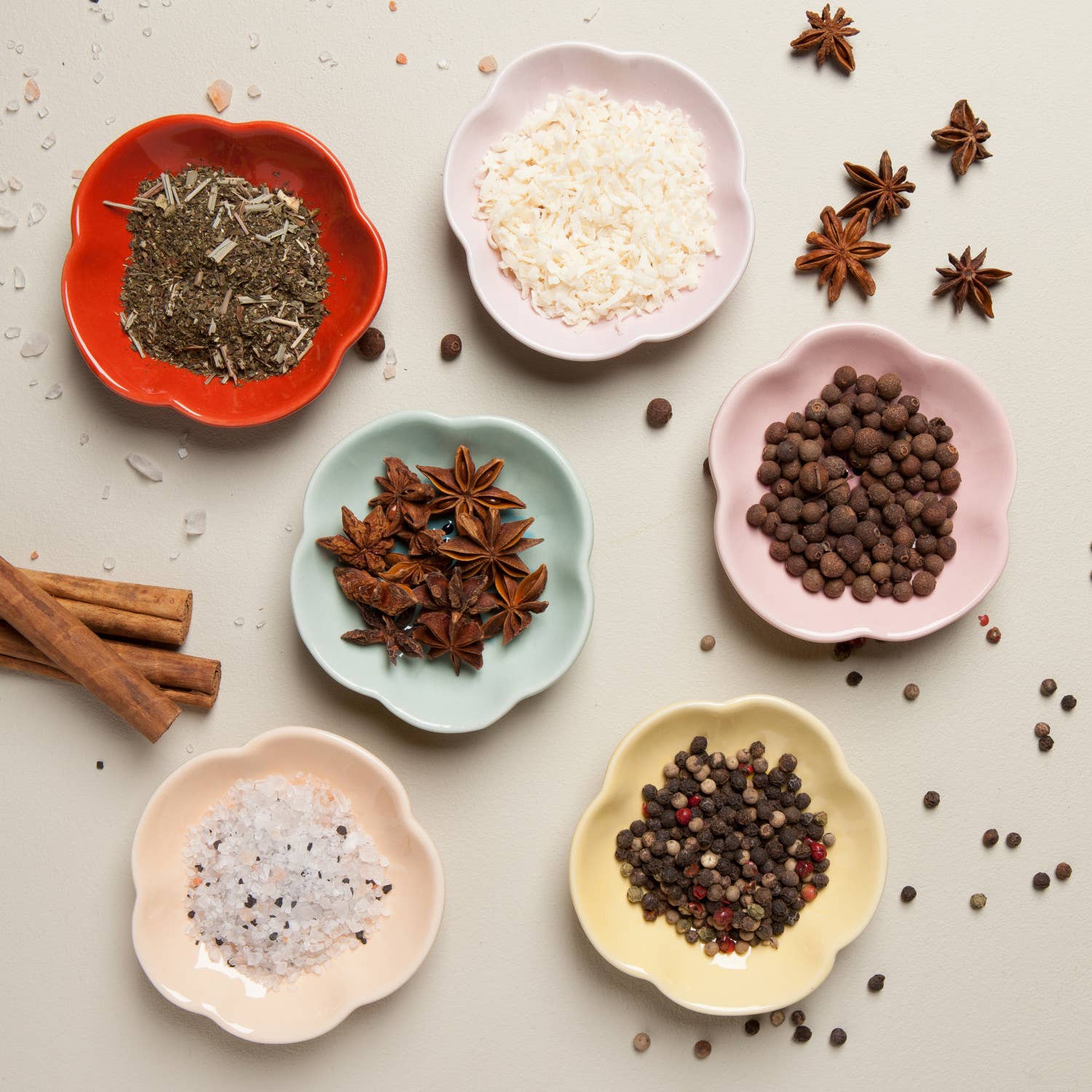 Now Designs by Danica - Wholesale Condiment/Dip Bowl - Flower Shaped Pinch Bowl Set of 67