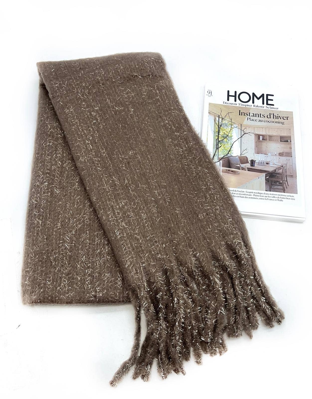 LINETA – Großhandel Schal – Damen – HH-336 Einfarbiger Schal mit großen Fransen und Lurex12