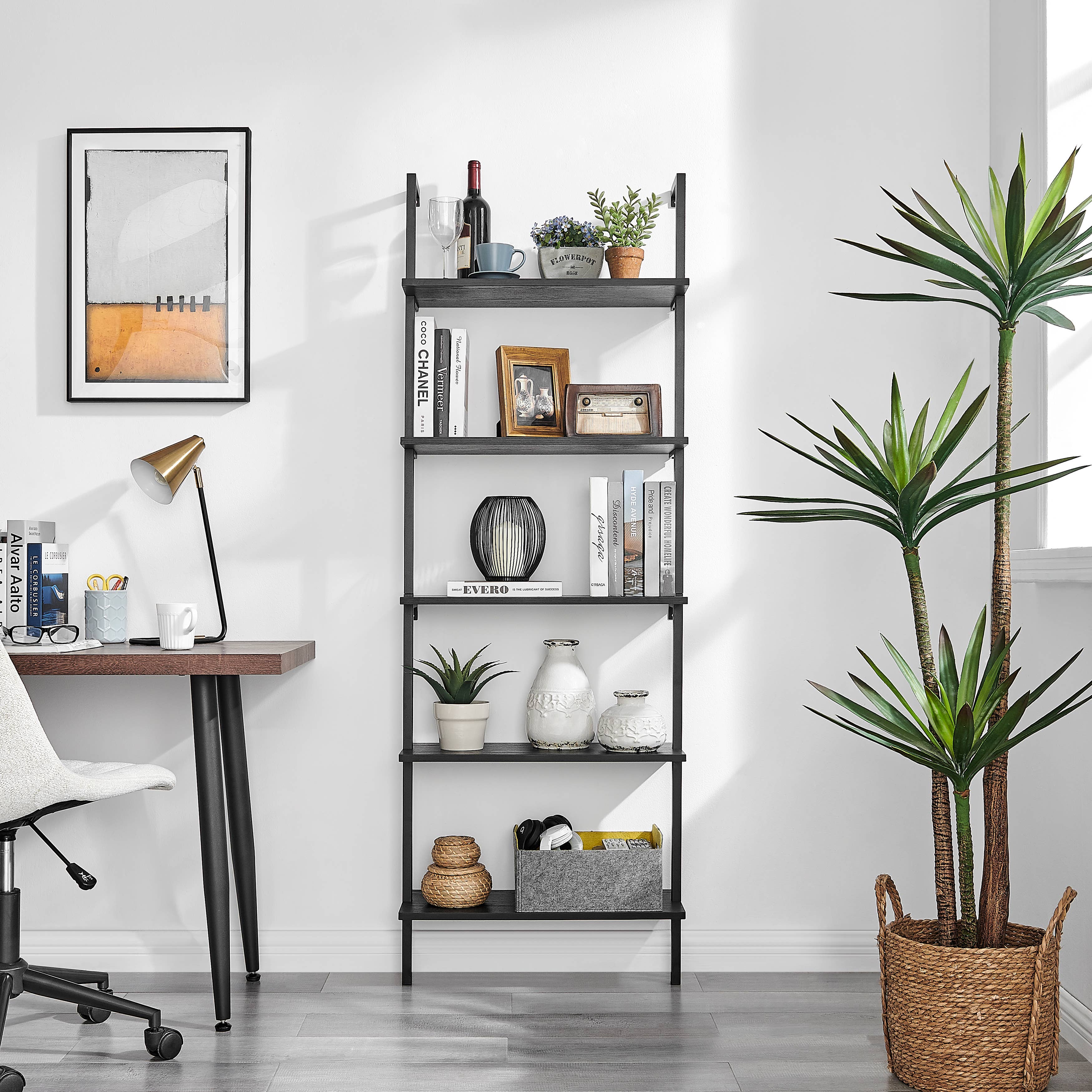 Danya B - Vendita all'ingrosso Mensole da parete - Danya B Everett Scaffale a Parete Moderno a Scala Aperta a 5 Ripiani48