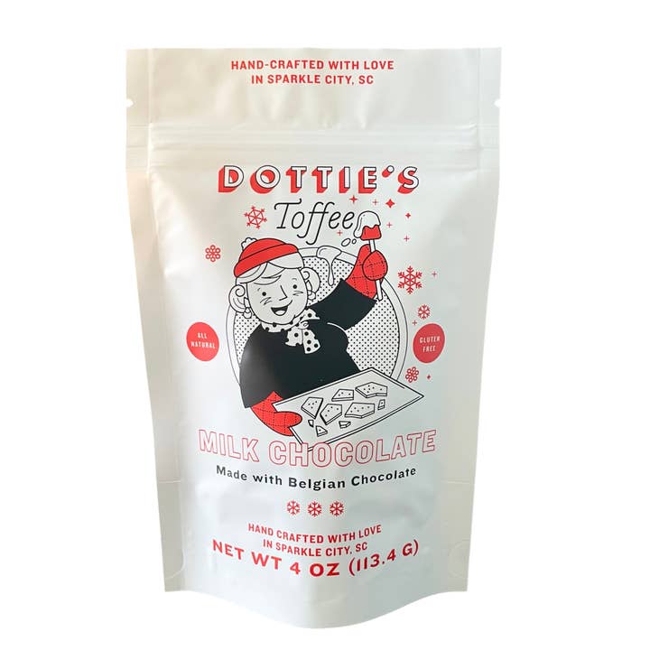 Dottie's Toffee - Wholesale Chocolate Covered Sweets - 4oz Milk Chocolate Toffee Holiday Bag