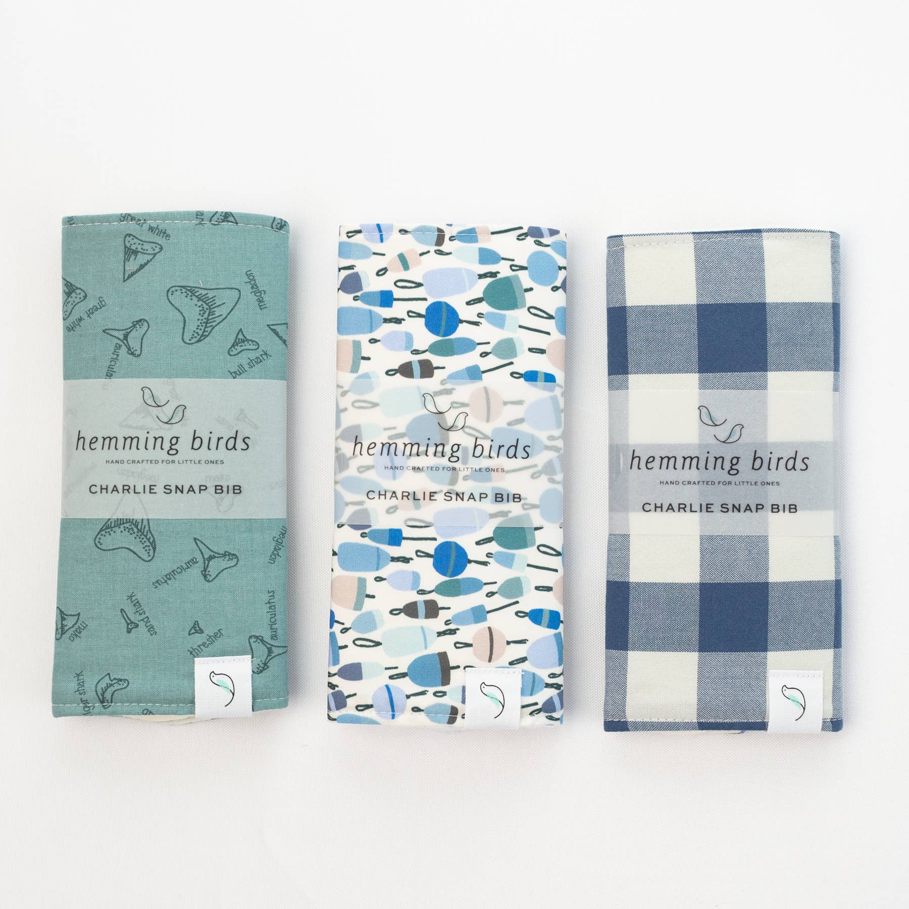 Hemming Birds - Wholesale Bib - Baby - Charlie Snap Bib - Denim Gingham5