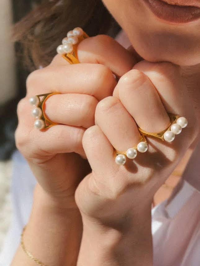 Rij - Parelring - Sarah Weisbrod Collectie - 18k Verguld - WS voor wholesale door Lisi Lerch