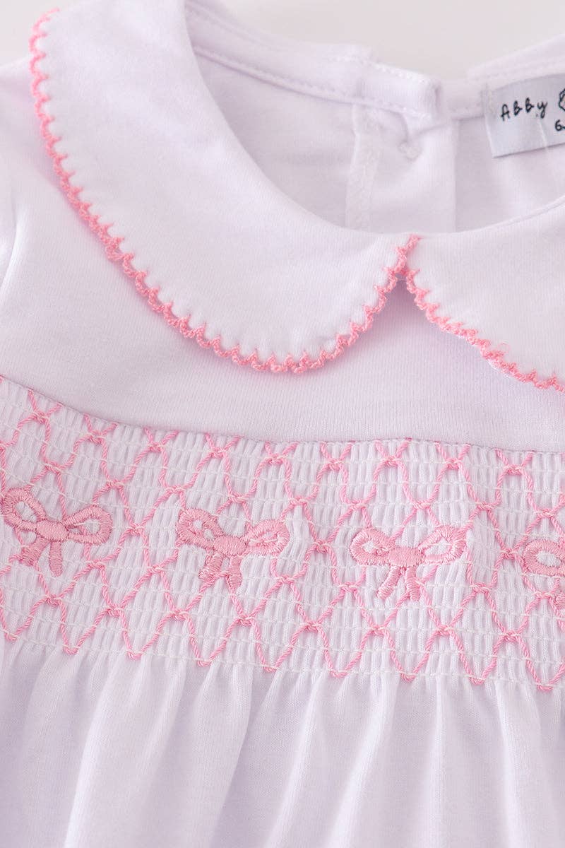 Mom & Co. - Wholesale Bodysuit (Non-Footed) - Baby - Pink bow smocked bubble4