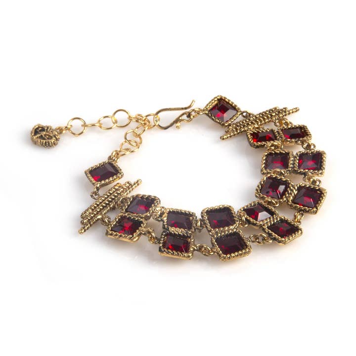 Brigid Waterfall Bracelet Fire Ruby - Gold for wholesale by VSA Designs Inc.