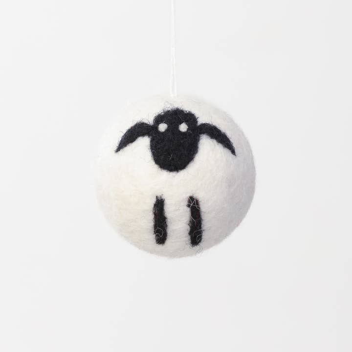 Aasha Collective - Wholesale Ornament - Felt Sheep Ball / Handmade Christmas Ornament1