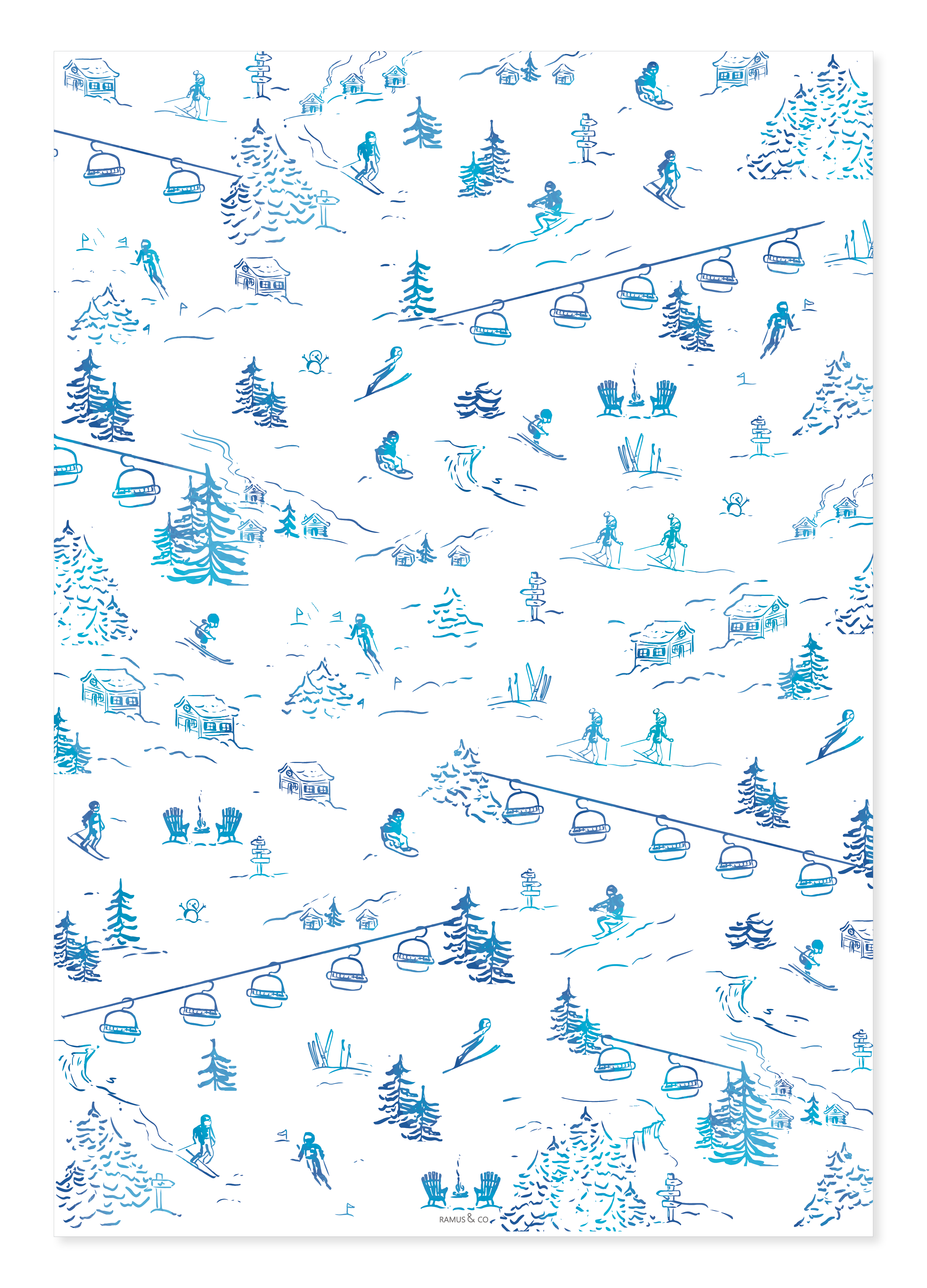 Ramus & Co. - Wholesale Wrapping Paper Roll - Ski Toile Gift Wrap Double-Sided1