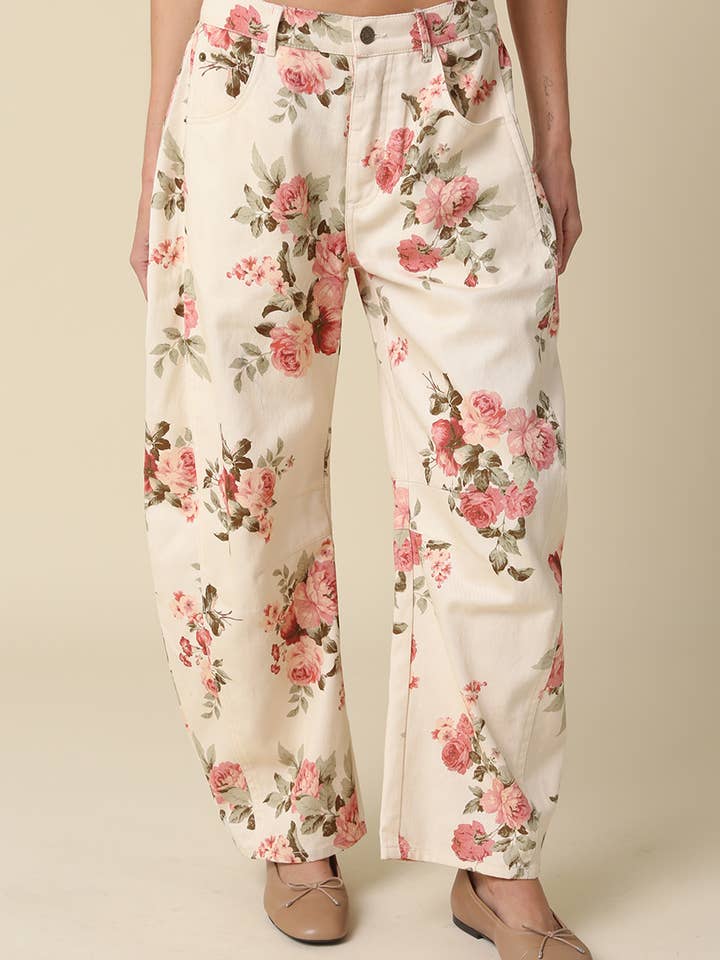 Raven Floral Baggy Pants for wholesale by Olivaceous