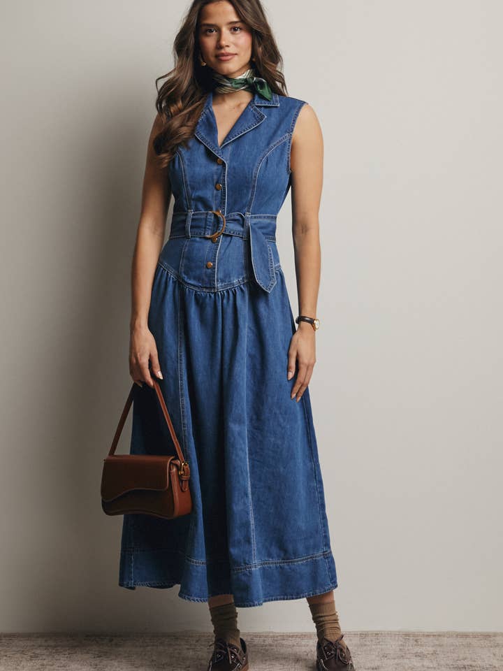 Sleeveless Denim Maxi Dress FD0026 for wholesale by Forte