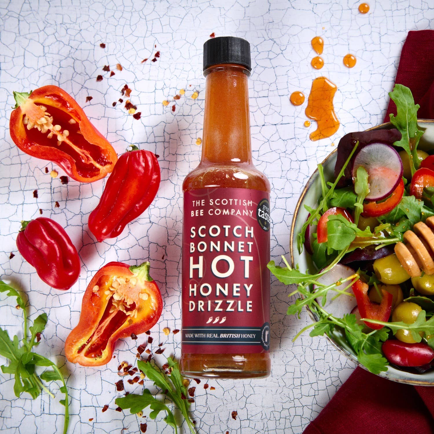 Scottish Bee Company – wholesale Hot sauce – Scotch Bonnet Hot Honey Drizzle - Spicy Hot Honey1
