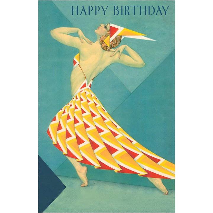 Found Image Press - Wholesale Magneet - Magneet HB-91 Gefeliciteerd met je Verjaardag, Art Deco Danseres