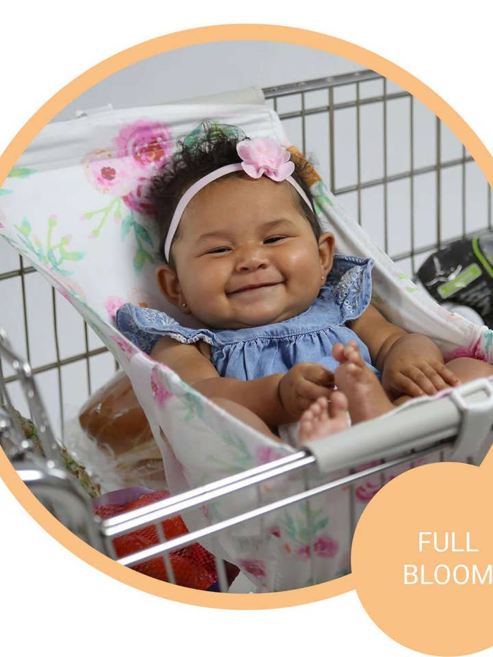 Baby Shopping Cart Hammock - Full Bloom Watercolor Floral Print for wholesale by Binxy Baby