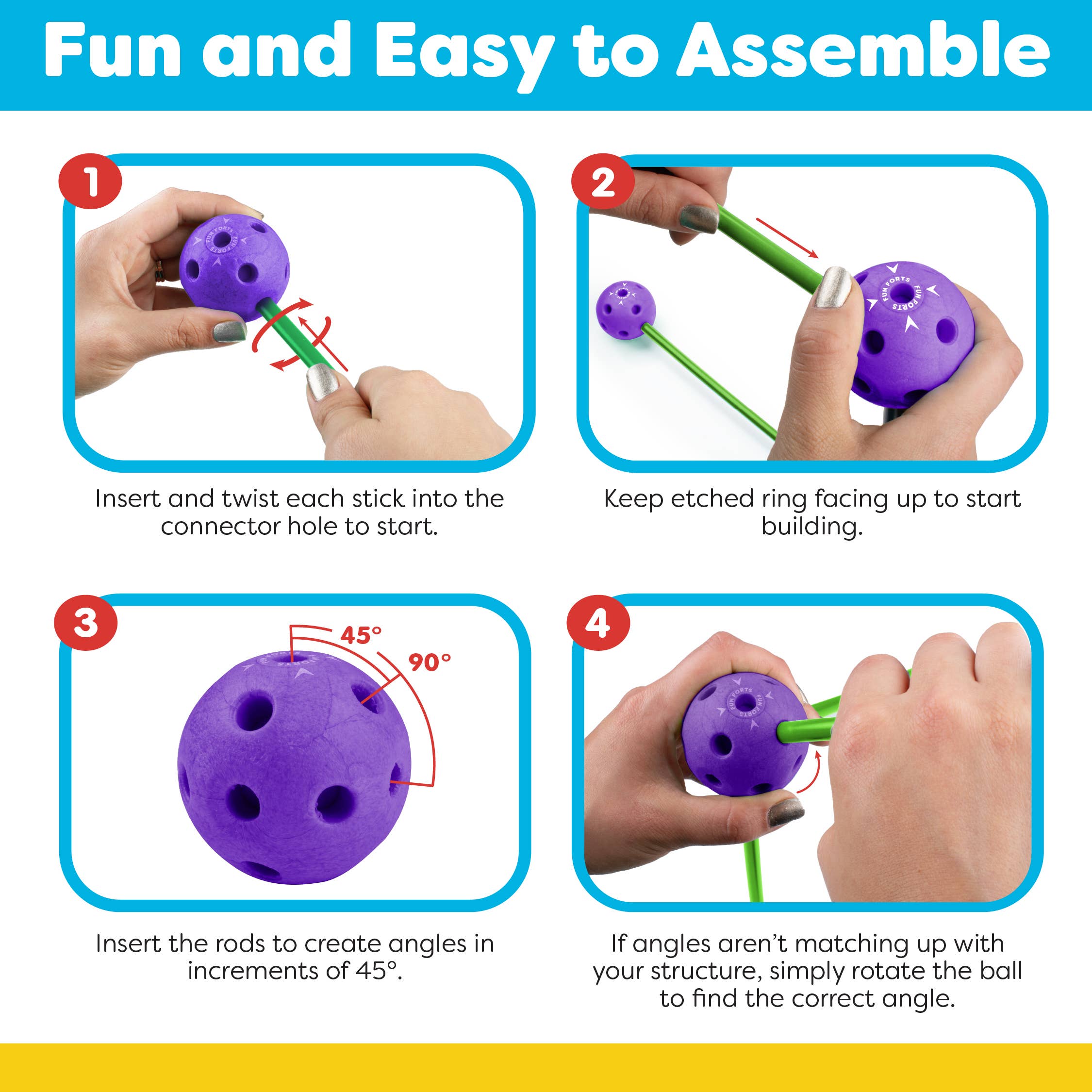 USA Toyz - Wholesale Building Set - Kids - Fun Forts 81pk STEM Fort Building Kit7