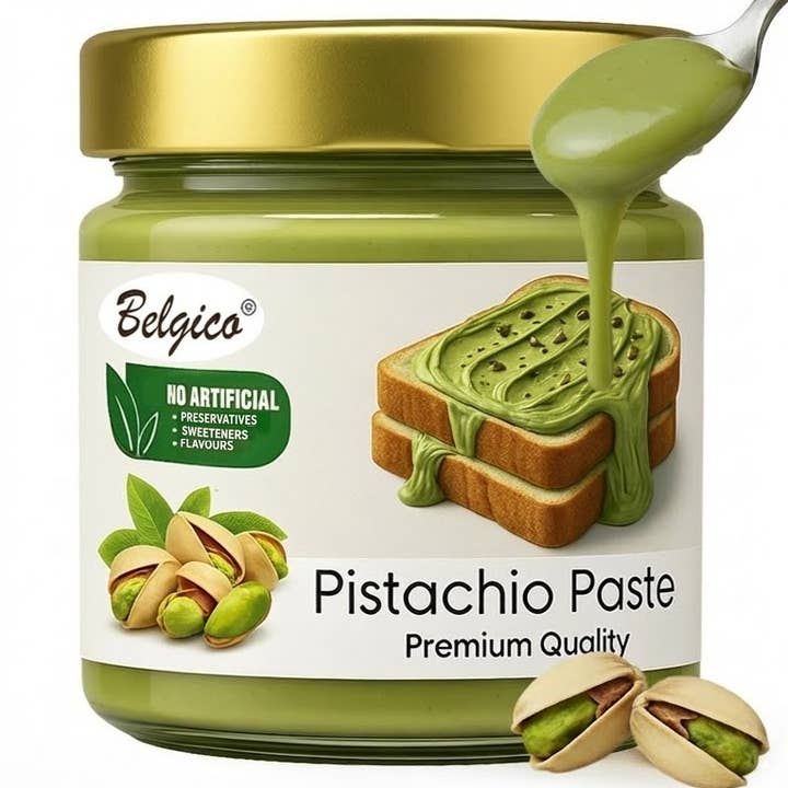 Belgico Pistachio Cream Jar 7 oz for wholesale by Belgico US